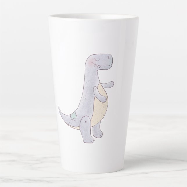 Cute Prehistoric Dinosaur Toy Watercolor  Latte Mug (Front)
