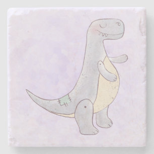 Cute Prehistoric Dinosaur Toy Watercolor Stone Coaster