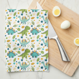 Cute Prehistoric Jurassic T Rex Dinosaur Pattern Kitchen Towel