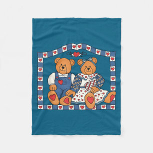 Cute Preppy 90s Frame Teddy Bear Fleece Blanket
