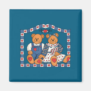 Cute Preppy 90s Frame Teddy Bear Magnet