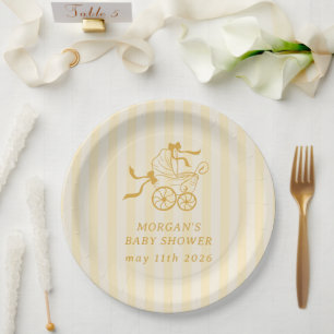 Cute Preppy Baby Stroller Baby Shower Paper Plate