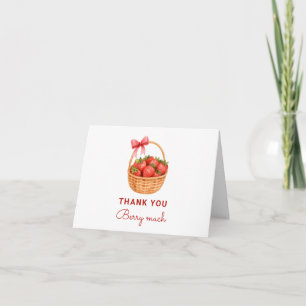 Cute Preppy Berry First Birthday Berry Much Thank You Card