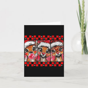 Cute Preppy Christmas,reindeer Brushstrokes Funny  Card