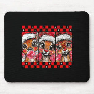 Cute Preppy Christmas,reindeer Brushstrokes Funny Mouse Pad