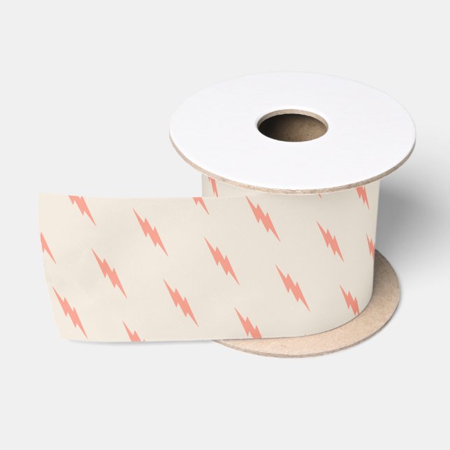 cute preppy esthetic pink lightning bolt satin ribbon (Spool)