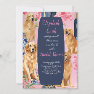 Cute preppy golden retriever dog invitation