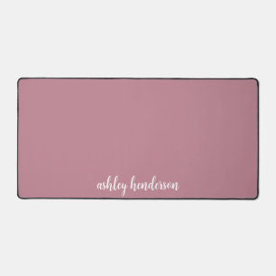 Cute Preppy Ladies' Rose Pink Monogram Full Name Desk Mat