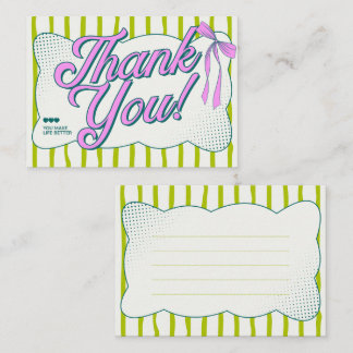 Cute Preppy Pink Bow Thank You Card