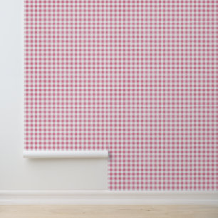 Cute Preppy Pink Small Gingham Plaid Pattern Wallpaper