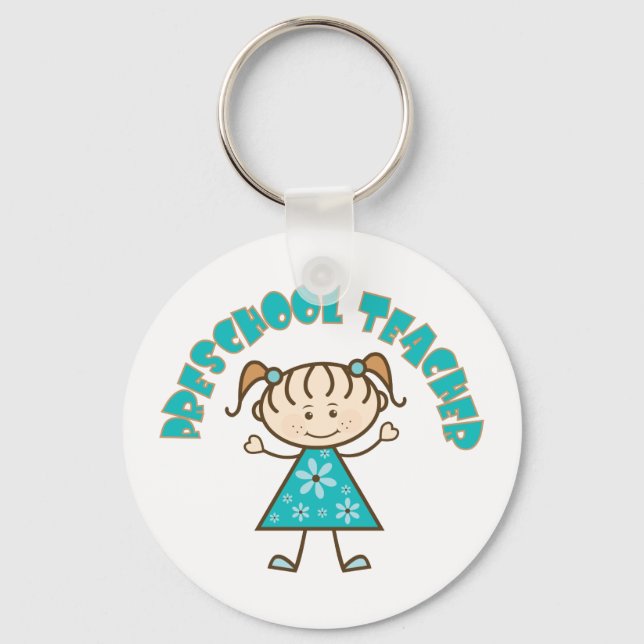 Cute Preschool Teacher Keychain (Front)