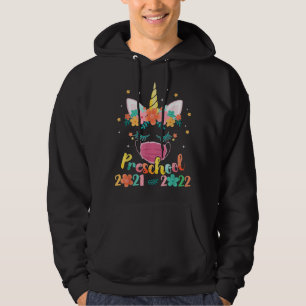Cute Preschool Unicorn Face Mask 2021 2022 Back T Hoodie