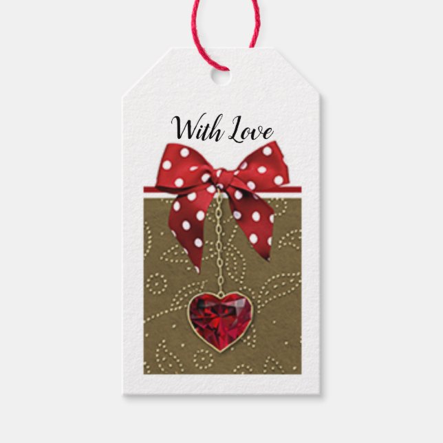 Cute present and diamond heart Gift Tag (Front)
