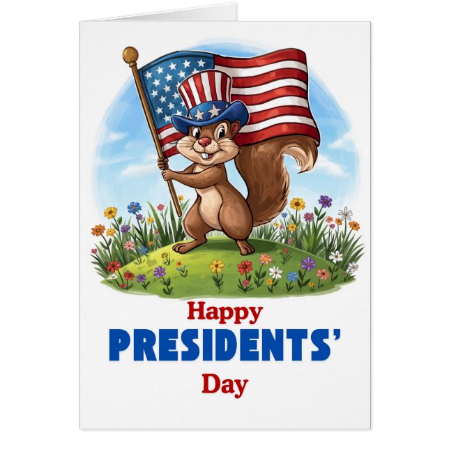 Cute Presidents' Day Squirrel With Flag (Front)