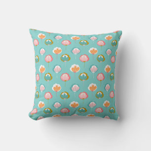 Cute pretty baby blue leaf pattern  throw pillow