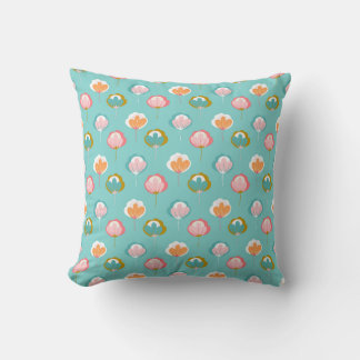Cute pretty baby blue leaf pattern throw pillow