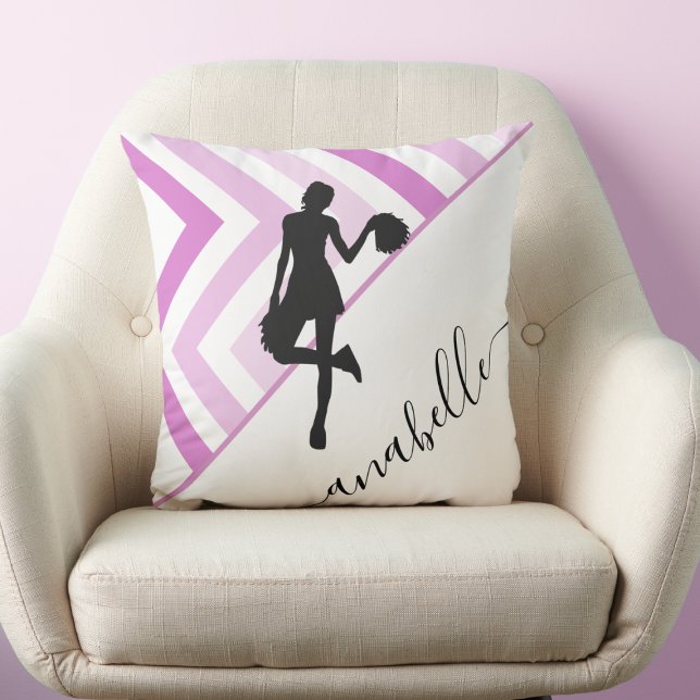 Cute & Pretty Cheerleading Theme Cheer Coach Name Throw Pillow (Creator Uploaded)