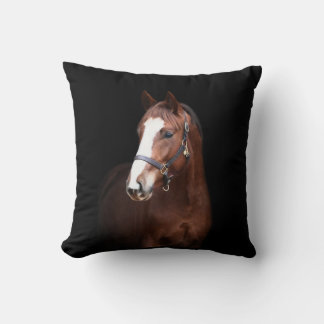 Cute pretty foal horse black background throw pillow