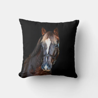 Cute pretty foal horse black background throw pillow