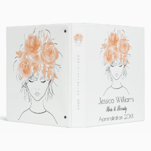 Cute pretty girl peack watercolor roses-Floral Binder