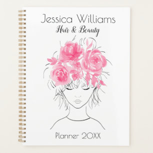 Cute pretty girl pink watercolor roses-Floral Planner