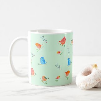 Cute Pretty little birds Personalized with Name Coffee Mug