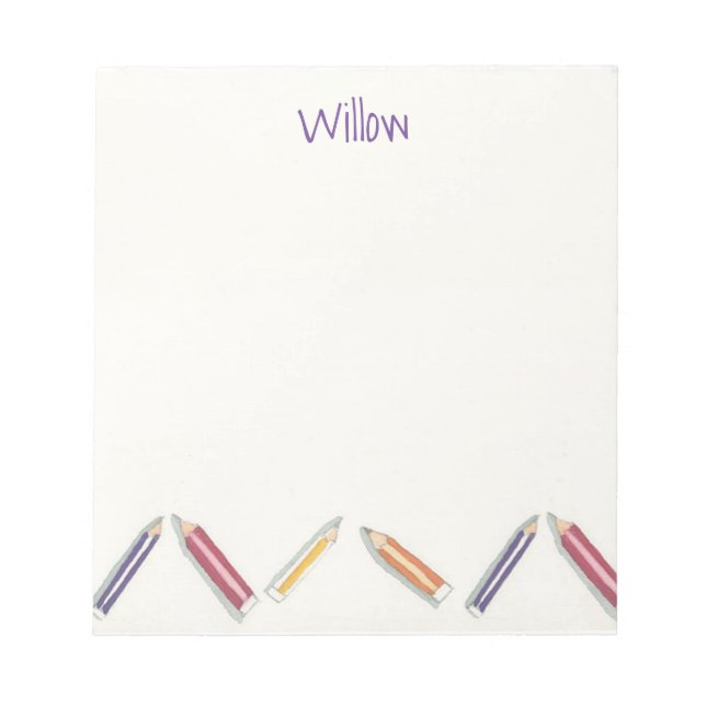 Cute Pretty Pencils Notepad Customizable (Front)