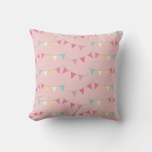 Cute pretty pink bunting throw pillow
