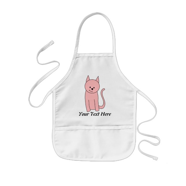 Cute Pretty Pink Cat Kids Apron (Front)