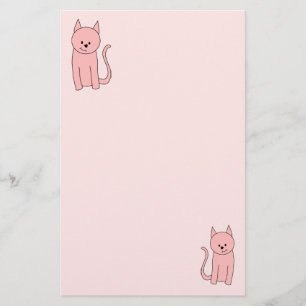 Cute Pretty Pink Cat Stationery