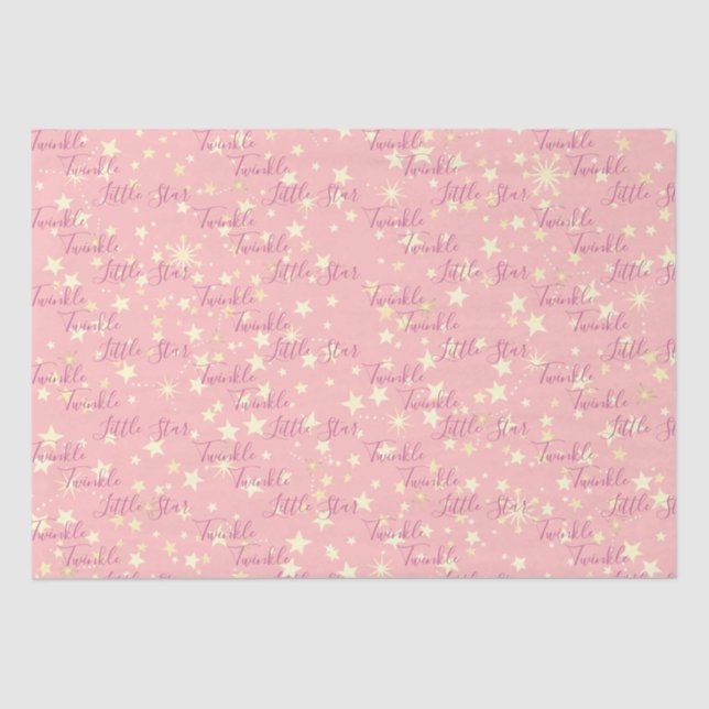 Cute Pretty Pink Girly Twinkle Twinkle Little Star Tissue Paper (Front)