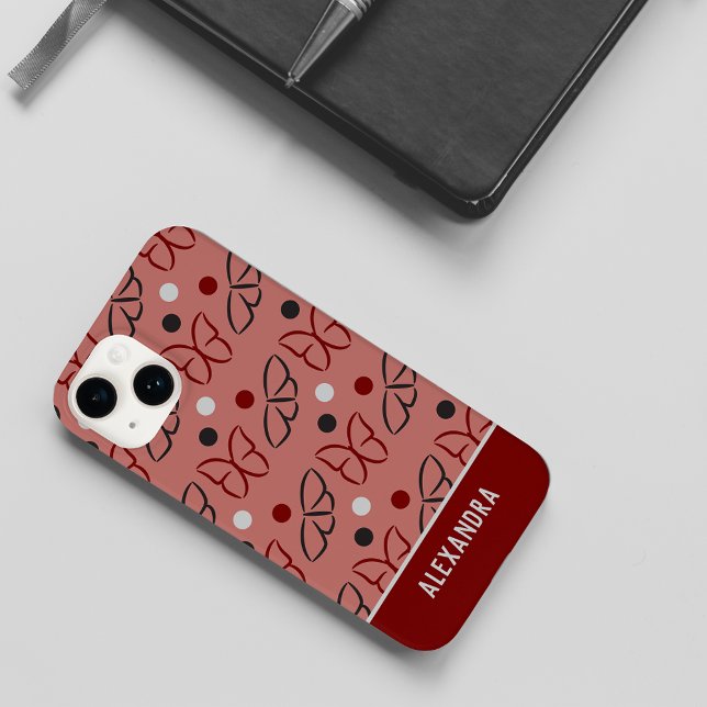 Cute Pretty Pink Grey/Grey Butterfly Art Pattern Case-Mate iPhone Case (Creator Uploaded)
