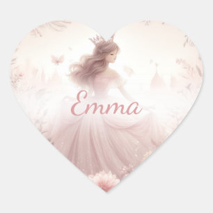 Cute Pretty PinkPrincess with Hearts Heart Sticker