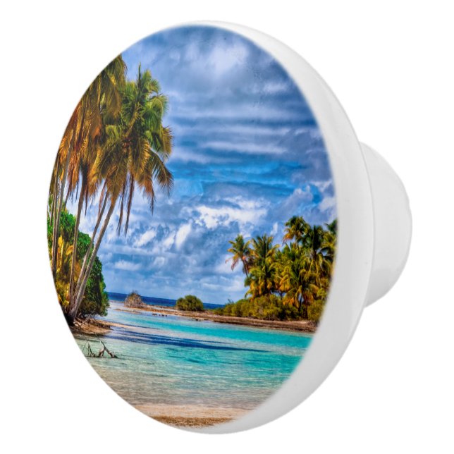 Cute Pretty Summer Hawaiian Beach Watercolor Ceramic Knob (Right)