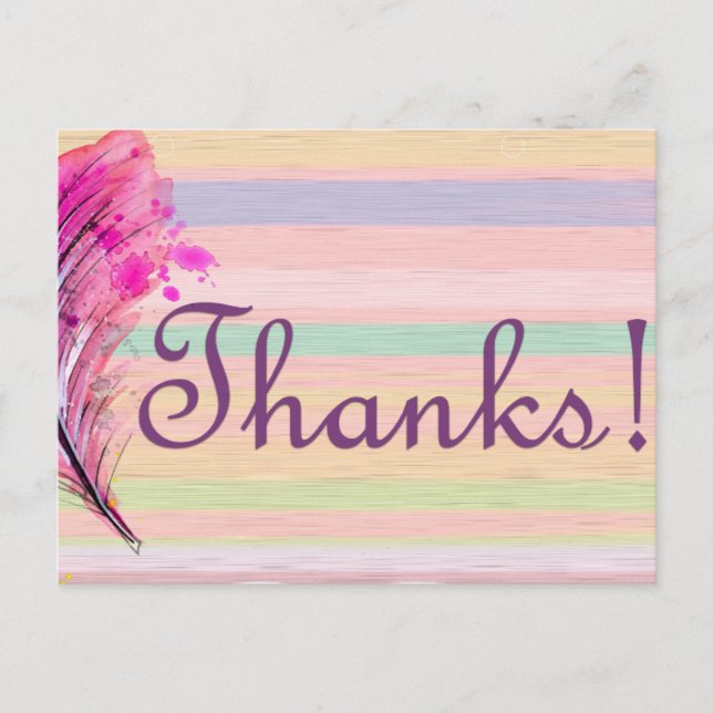 Cute Pretty Thank You Postcard (Front)