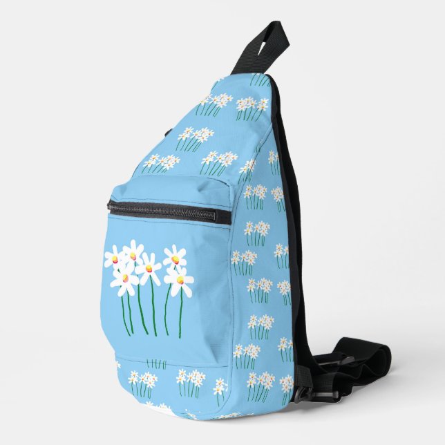 Cute pretty white daisies sling bag (Right Corner)