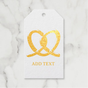 Cute Pretzel Drawing Prints Custom Text Gift Tags