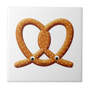 Cute Pretzel Drawing Prints Tile