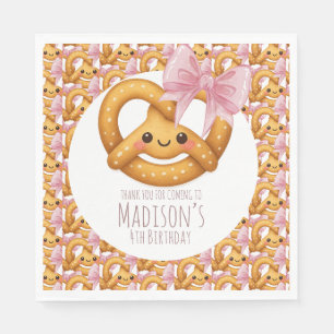 Cute Pretzel Girl Birthday Party Napkin