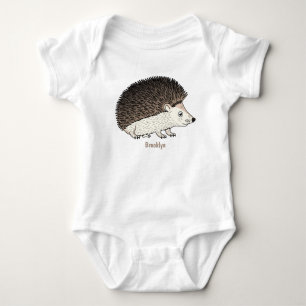 Cute prickly hedgehog cartoon illustration baby bodysuit