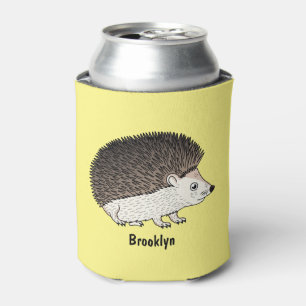 Cute prickly hedgehog cartoon illustration can cooler