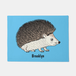 Cute prickly hedgehog cartoon illustration  doormat