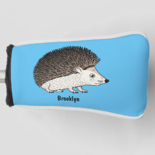 Cute prickly hedgehog cartoon illustration golf head cover