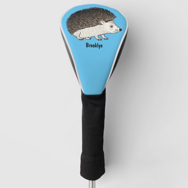 Cute prickly hedgehog cartoon illustration  golf head cover (Front)