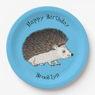 Cute prickly hedgehog cartoon illustration paper plate