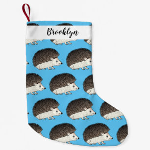 Cute prickly hedgehog cartoon illustration small christmas stocking