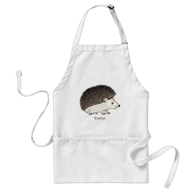 Cute prickly hedgehog cartoon illustration standard apron (Front)