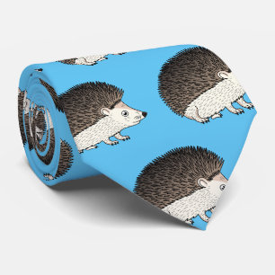 Cute prickly hedgehog cartoon illustration tie