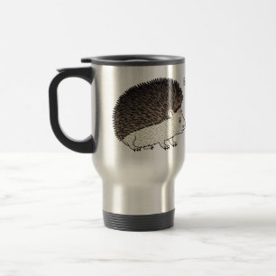 Cute prickly hedgehog cartoon illustration travel mug