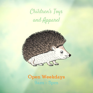 Cute prickly hedgehog cartoon illustration window cling